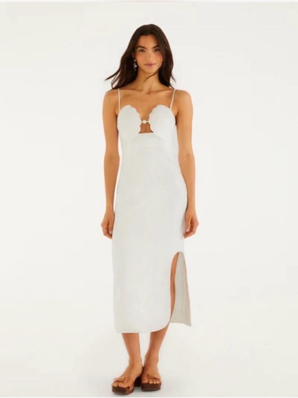Farm Rio white maxi dress with side slit